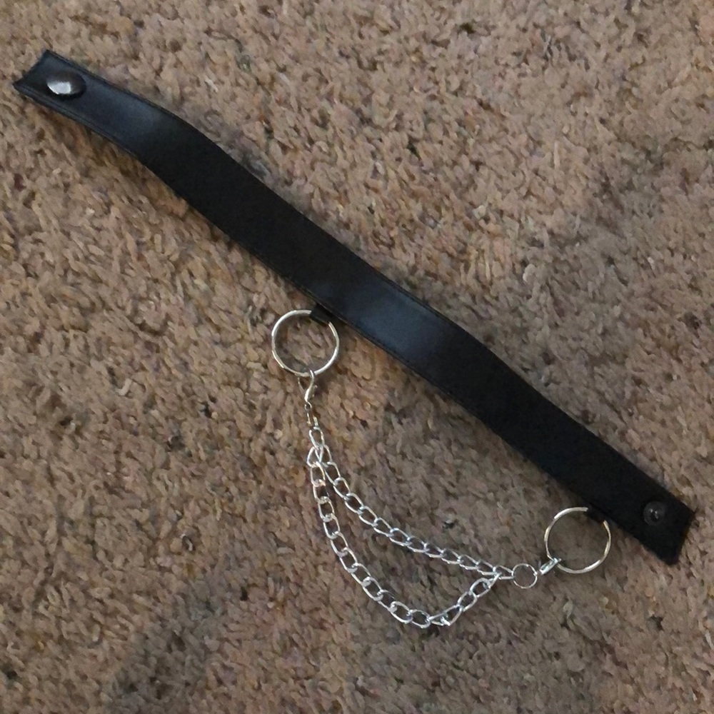COPY - Black Faux Leather Choker Necklace with Detachable Chain